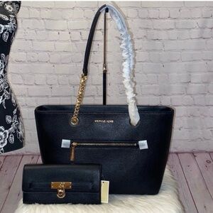 Michael Kors JET SET ITEM Tote/NOUVEAU HAMILTON Carryall Wallet 2pc Set